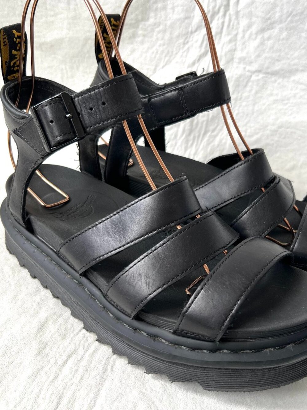 Dr Martens sandals Blaire US womens 8 black leather buckle chunky doc platform